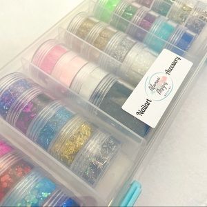 Nailart glitter starter set 28jars in carrying box